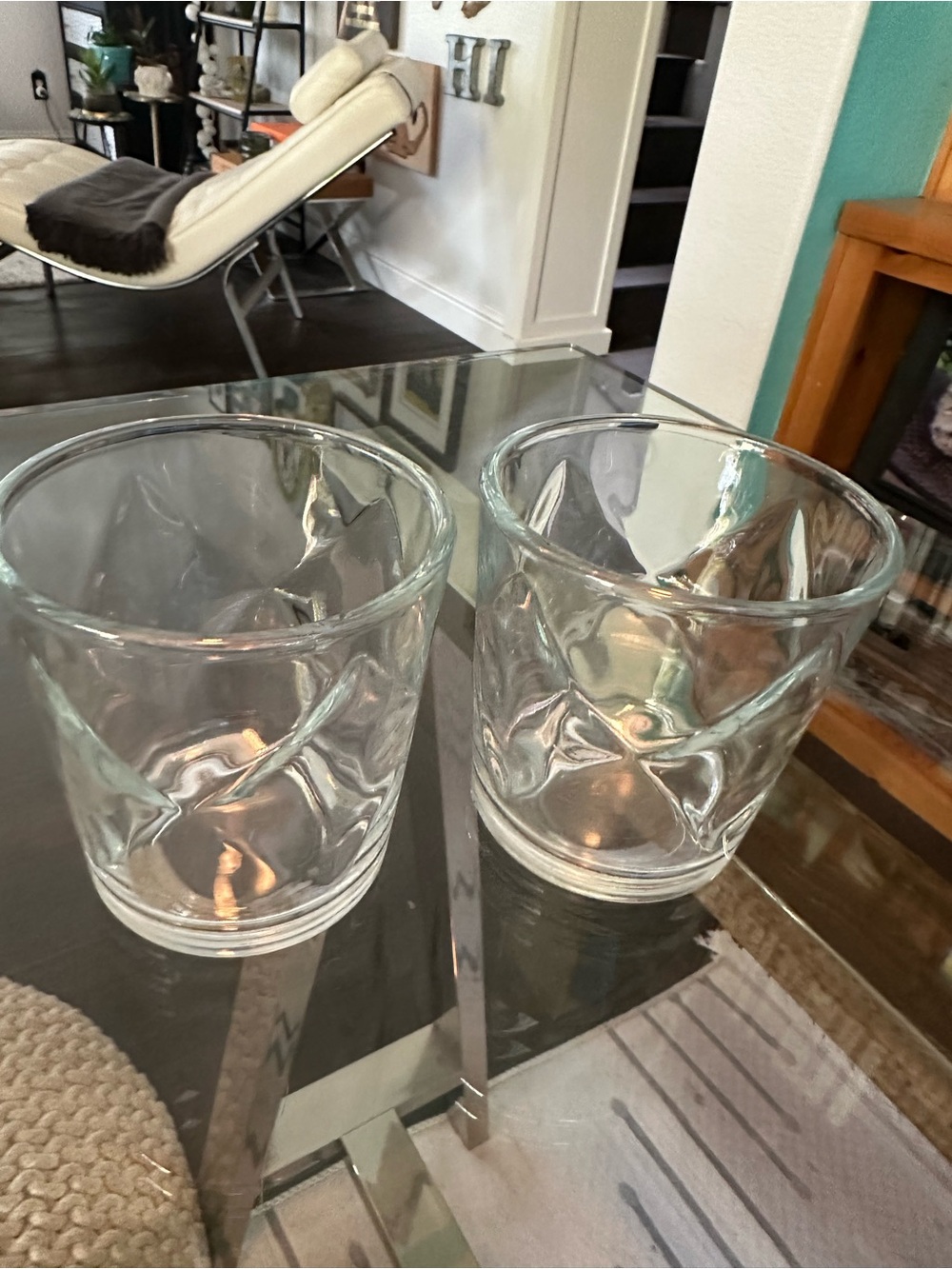 Anthropologie Diamond-Pattern Heavy Glass Whisky or Juice Set of 2 - Picture 3 of 6